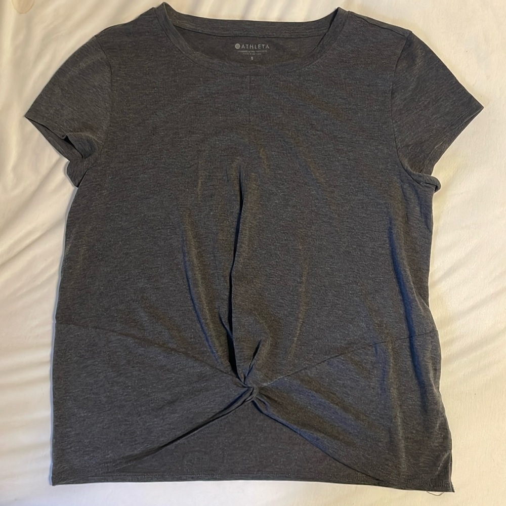 Athleta grey knotted tee.